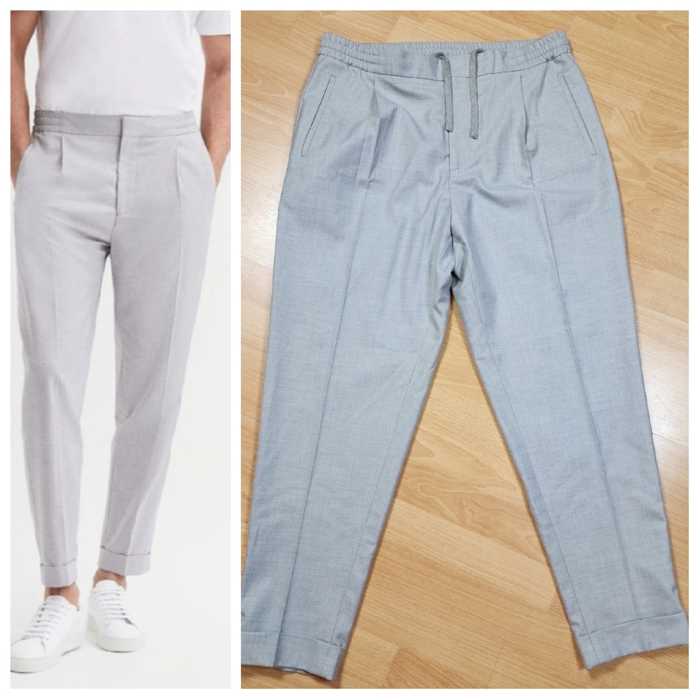 Reiss Brighton Relaxed Drawstring Trouser Grey Pants Mens Size 36 Stretch Waist